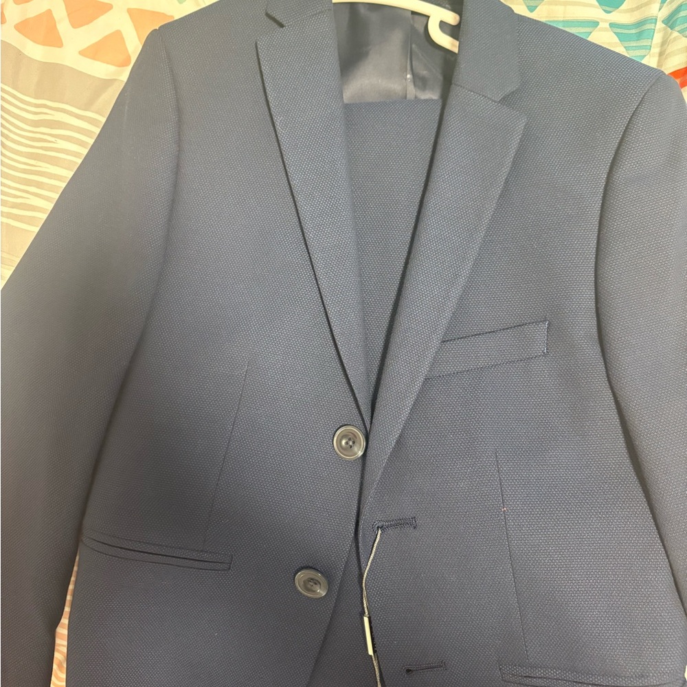 Michael Kors Men's Navy Textured Two-Button Suit Jacket